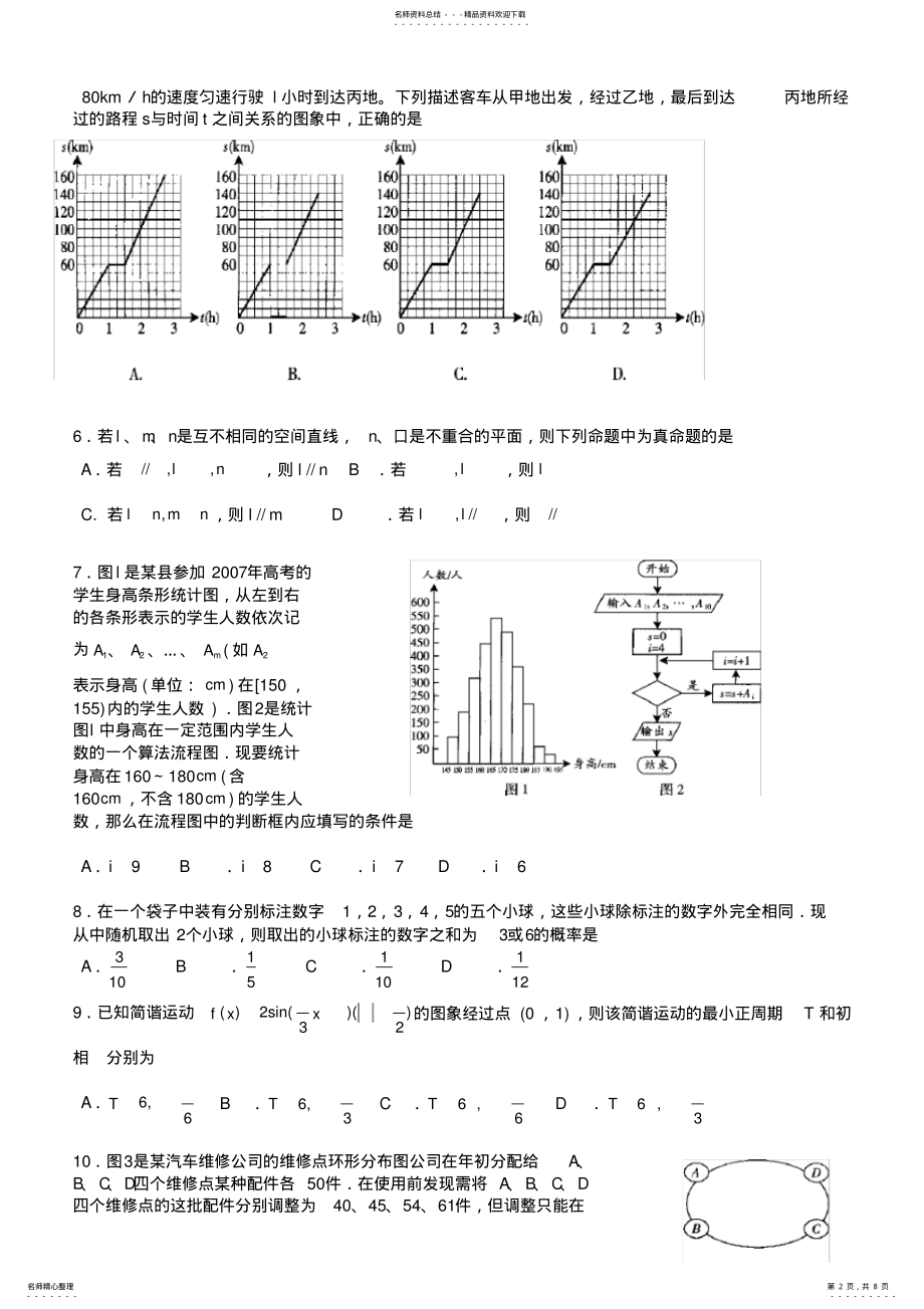 2022年2022年广东高考文科数学试题 .pdf_第2页