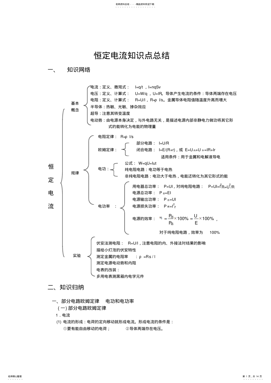 2022年2022年恒定电流知识点总结 .pdf_第1页