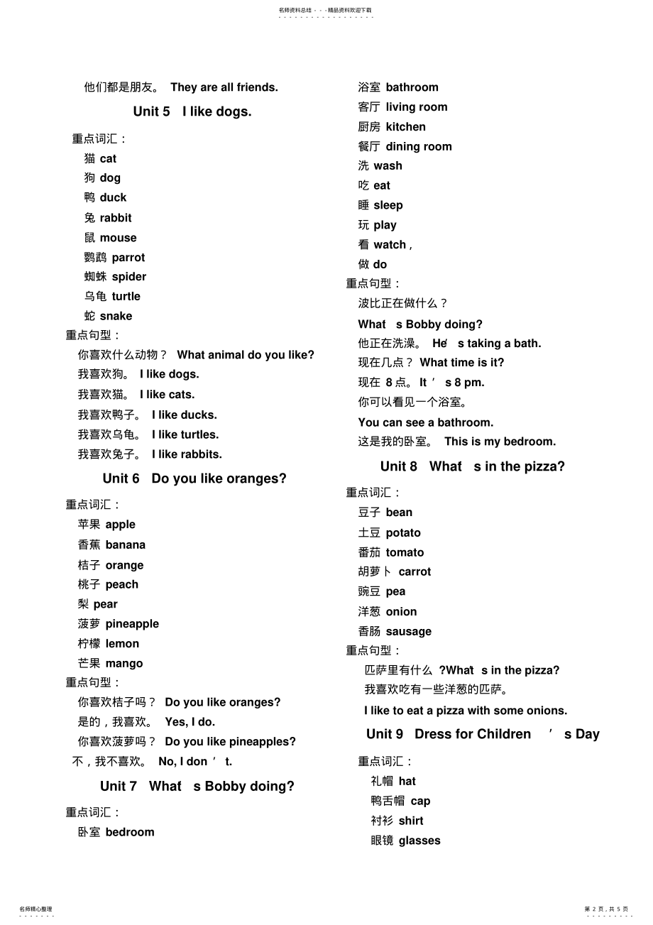 2022年2022年剑桥少儿英语预备级下知识点汇总 .pdf_第2页