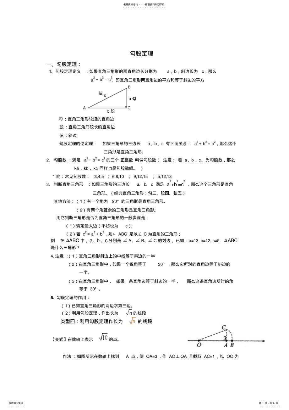 2022年2022年勾股定理知识点对应类型 .pdf_第1页