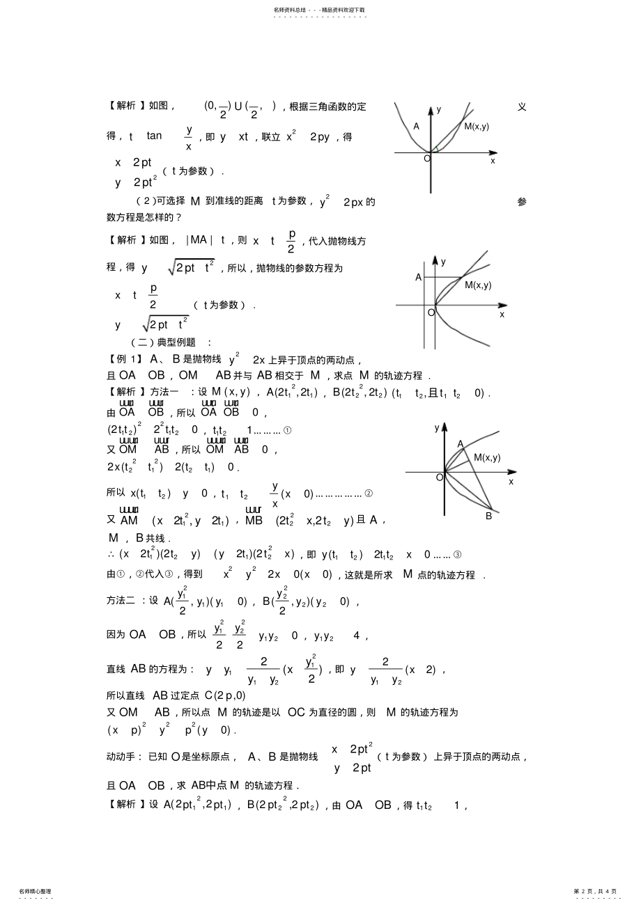 2022年抛物线的参数方程 .pdf_第2页