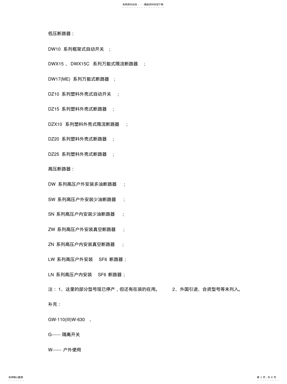 2022年断路器型号一览表 .pdf_第2页