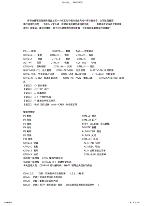 2022年所谓快捷键就是使用键盘上某一个或某几个键的组合完成一条功能命归类 .pdf