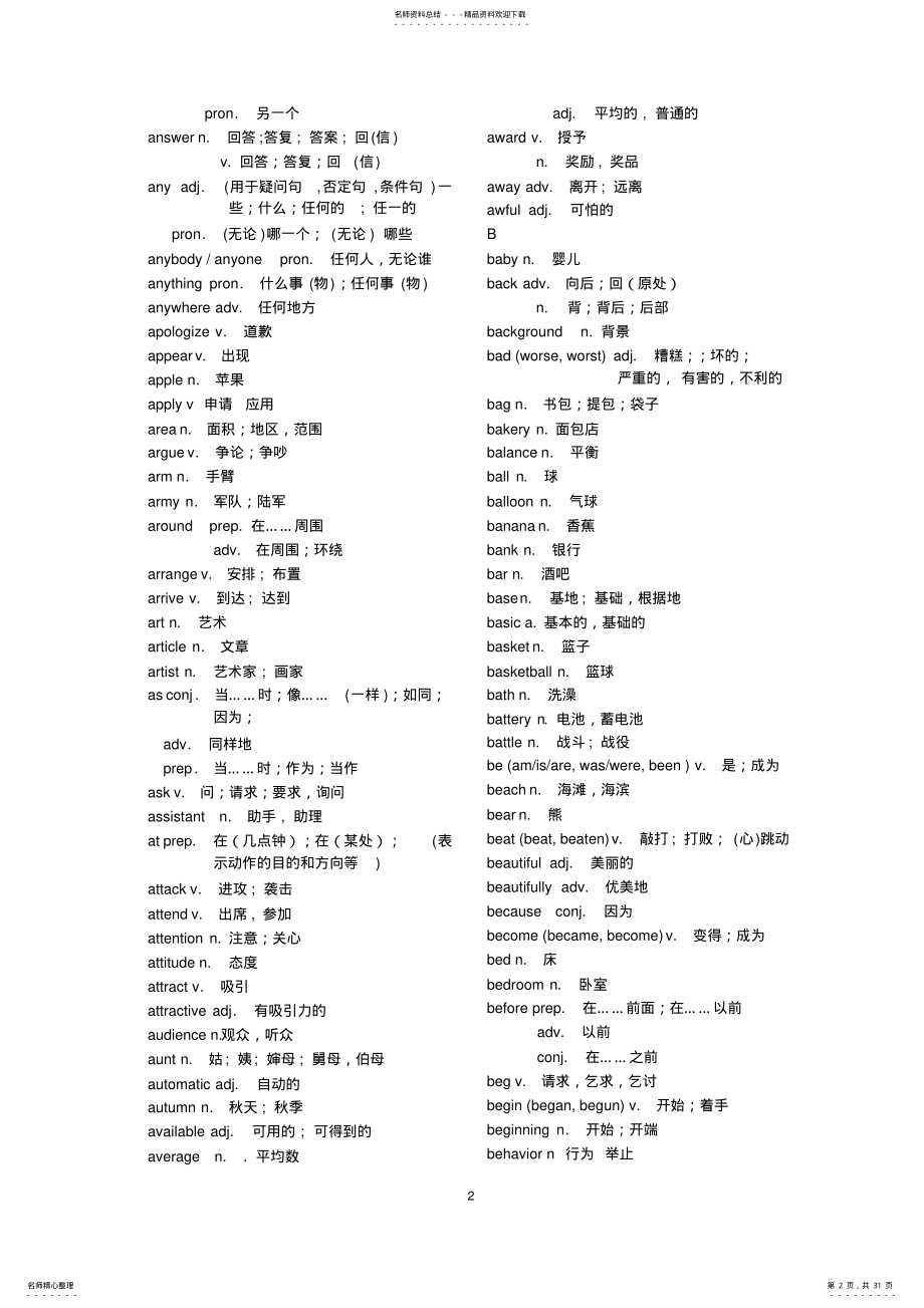 2022年新上海初中英语中考考纲词汇 .pdf_第2页