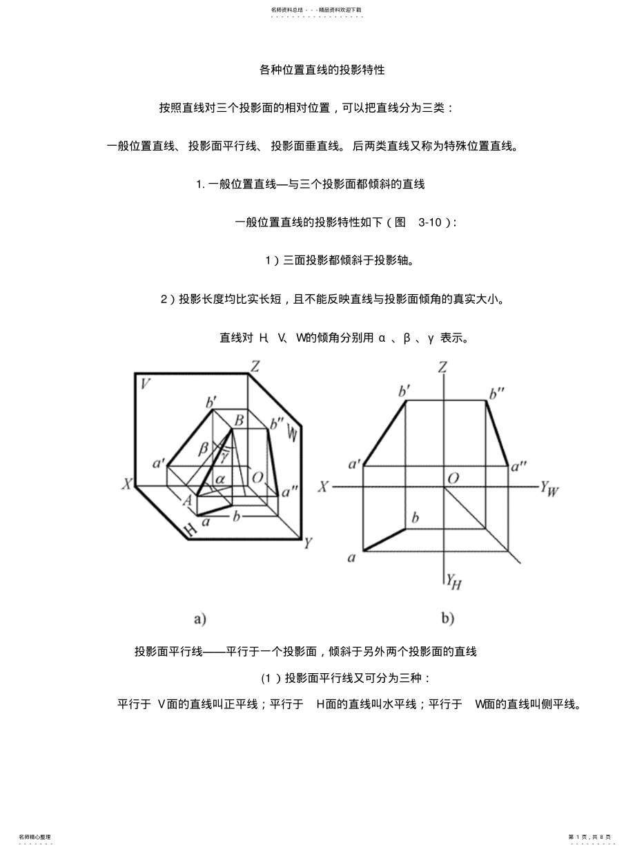 2022年2022年各种位置直线的投影特性 .pdf_第1页