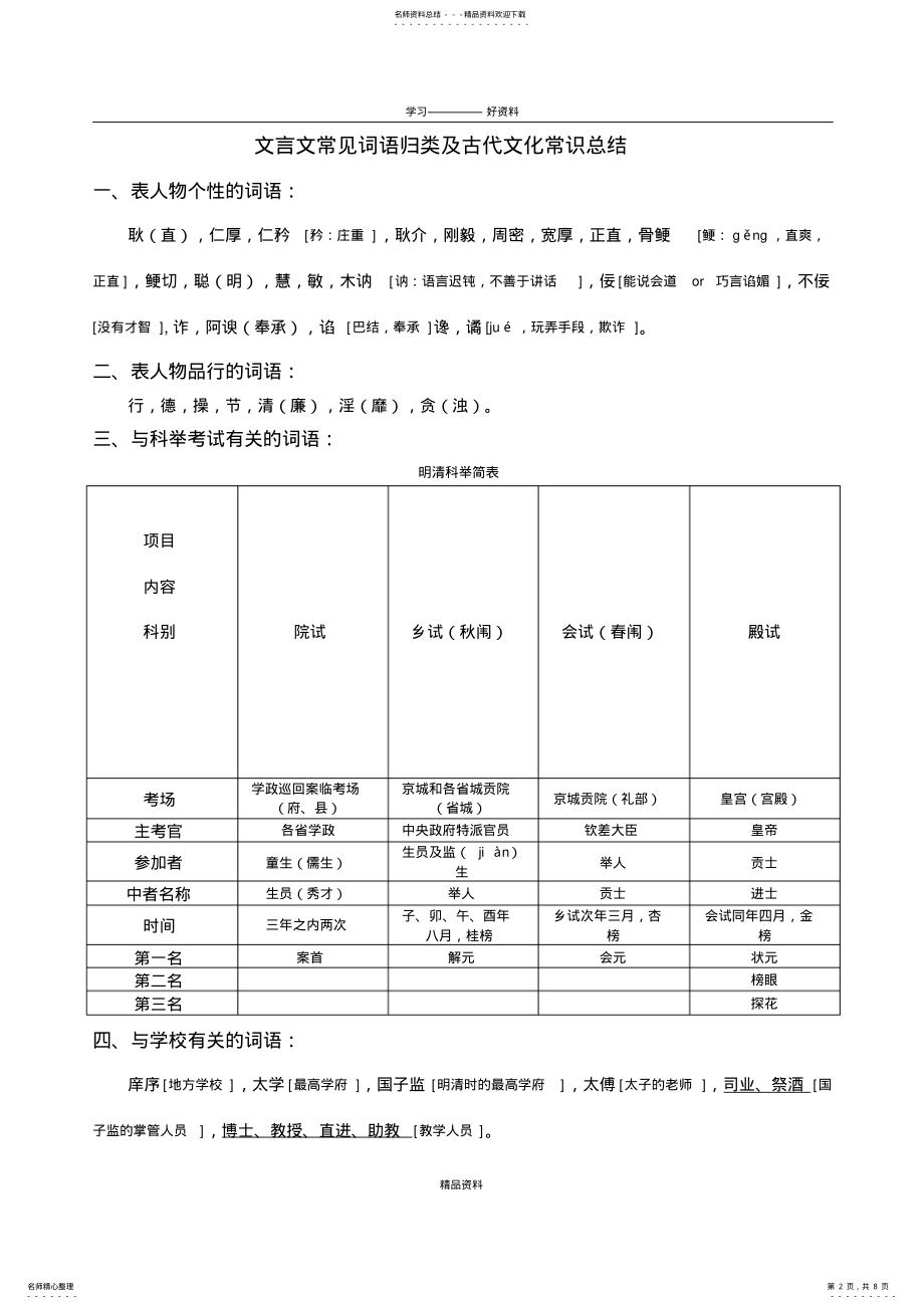 2022年文言文中常见词语归类及文化常识总结培训课件 .pdf_第2页