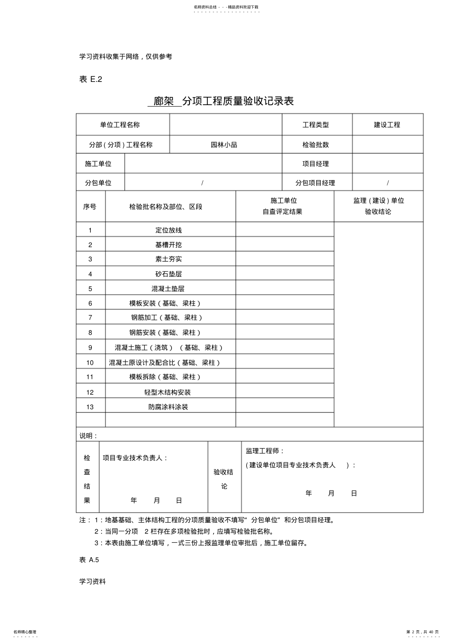 廊架检验批报验及验收记录表 .pdf_第2页