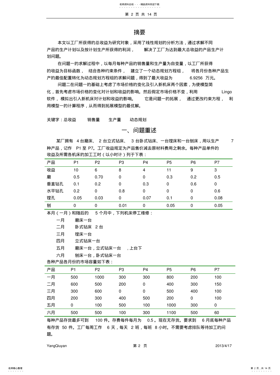 2022年数学建模——工厂计划模定义 .pdf_第2页