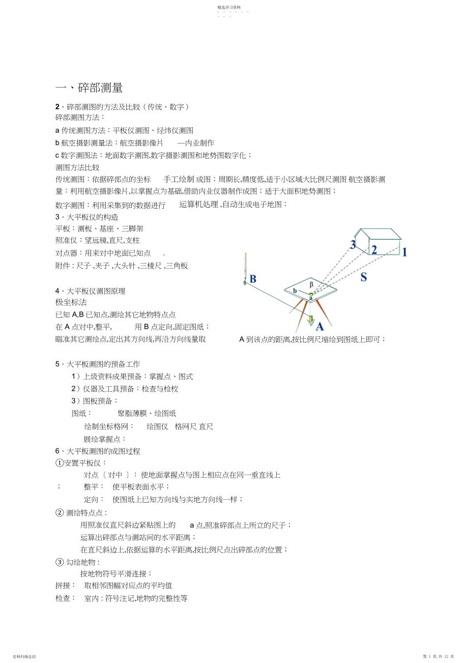 2022年数字测图------期末考试复习知识点.docx_第1页