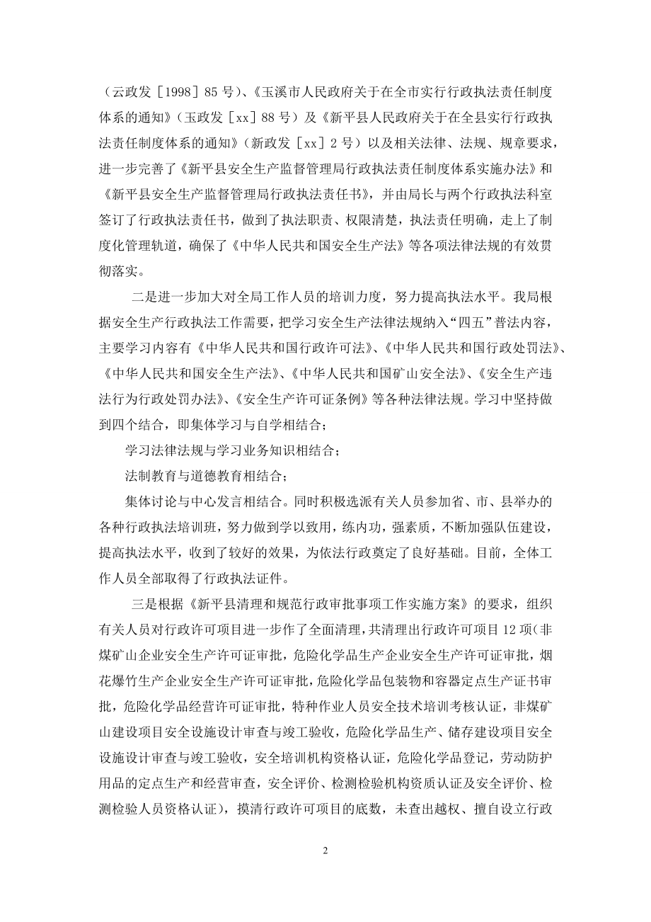 县安全生产监督管理局年专项执法自查报告.docx_第2页