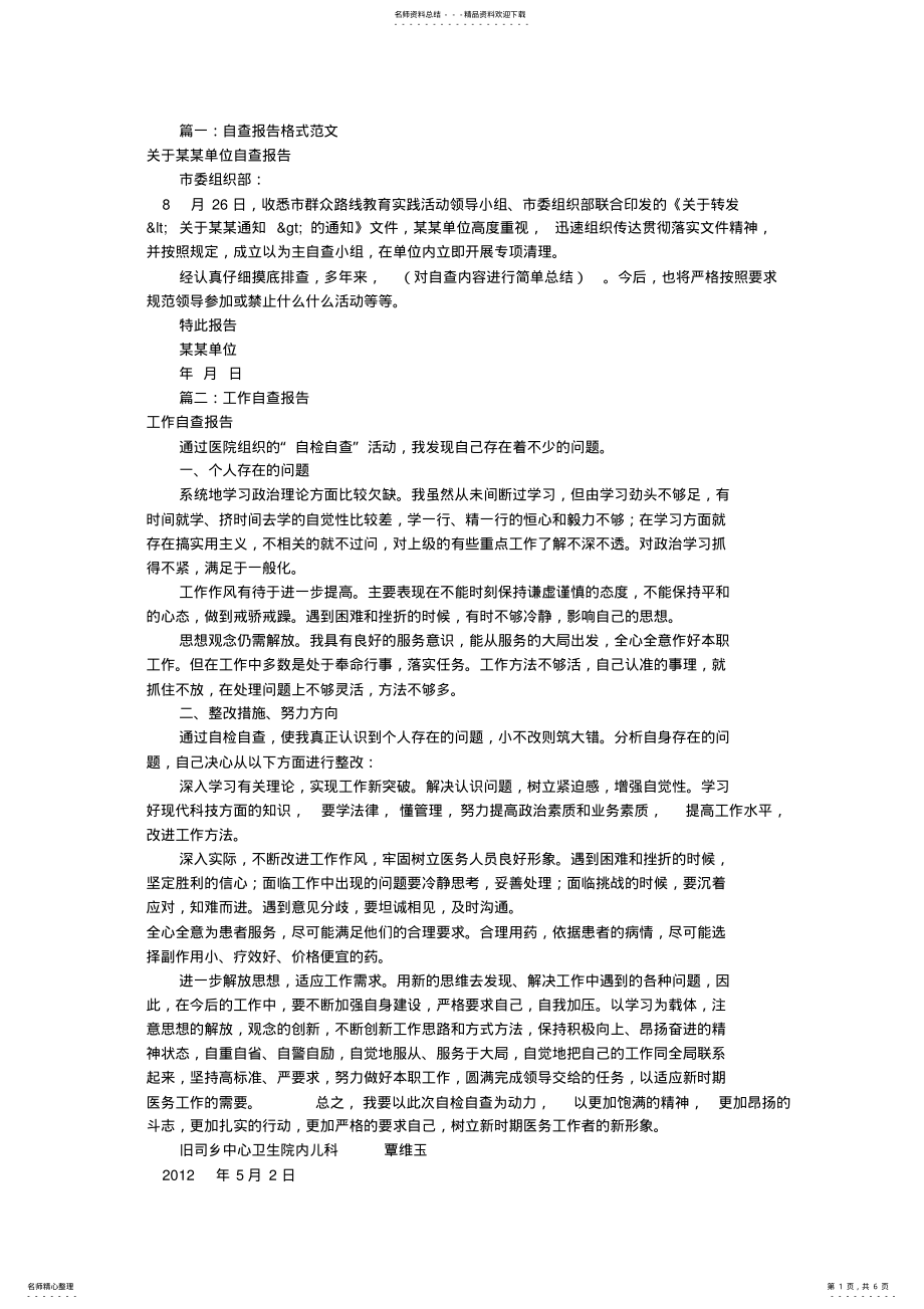 2022年2022年工作自查报告格式 .pdf_第1页