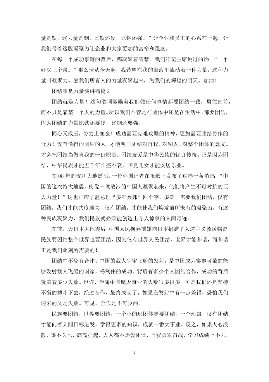 团结就是力量演讲稿汇总八篇.docx_第2页