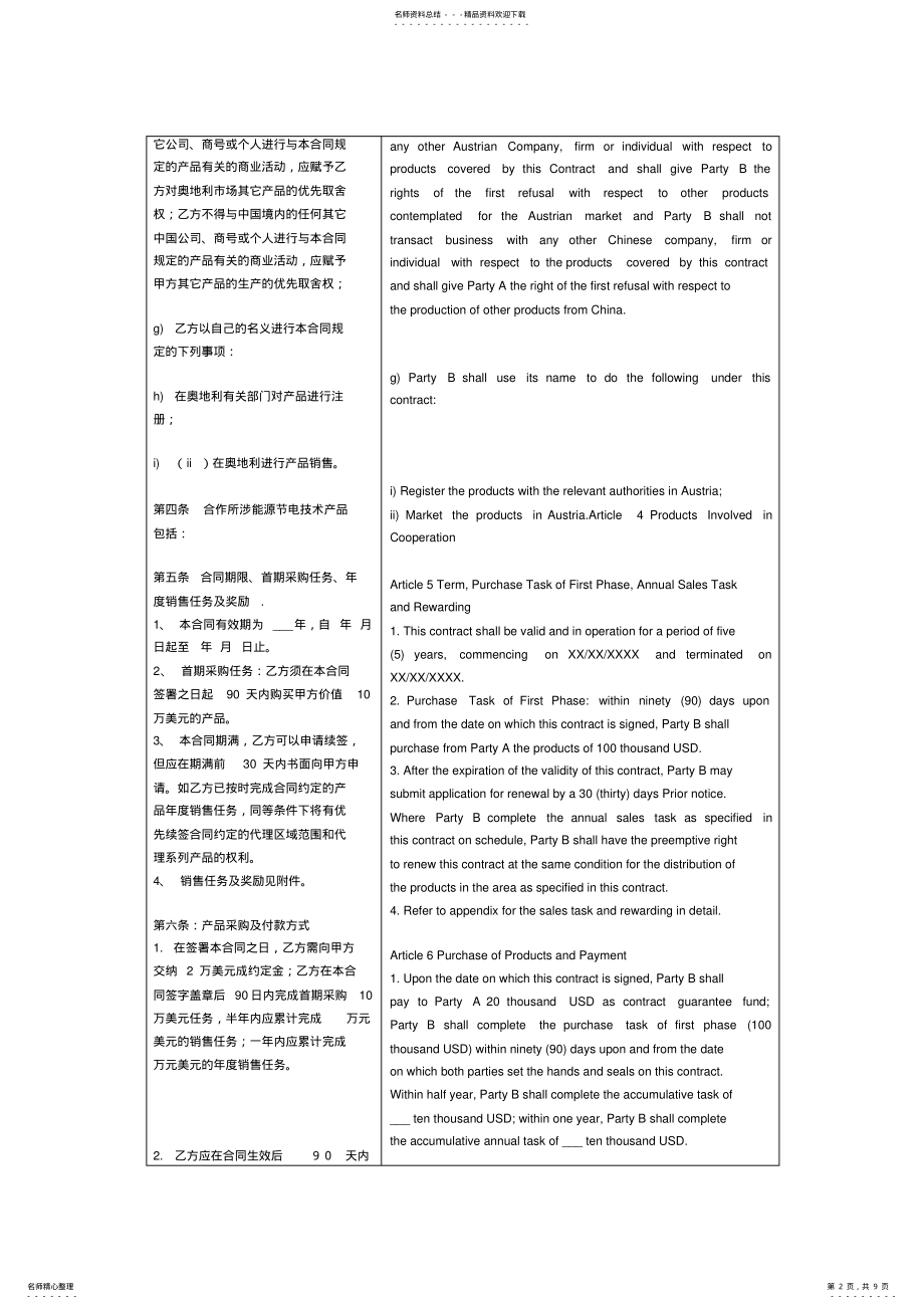 2022年2022年合作合同中英文对照版 .pdf_第2页