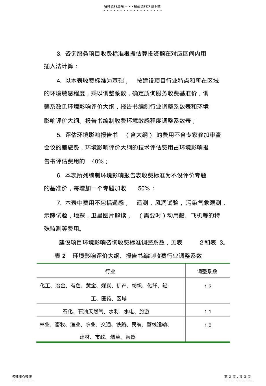 2022年2022年建设项目环境影响评价的收费依据和标准 .pdf_第2页