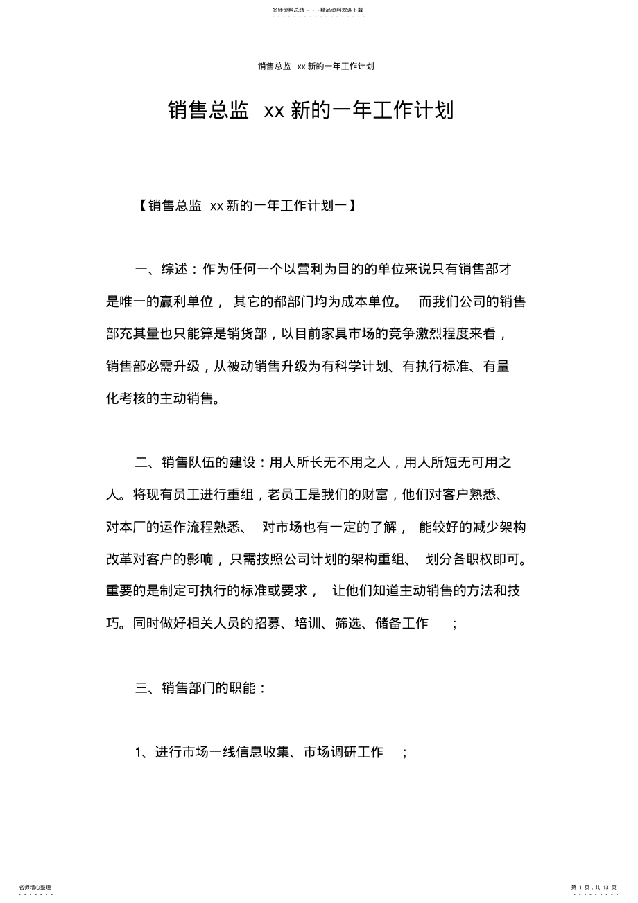 2022年2022年工作计划销售总监新的一年工作计划 .pdf_第1页