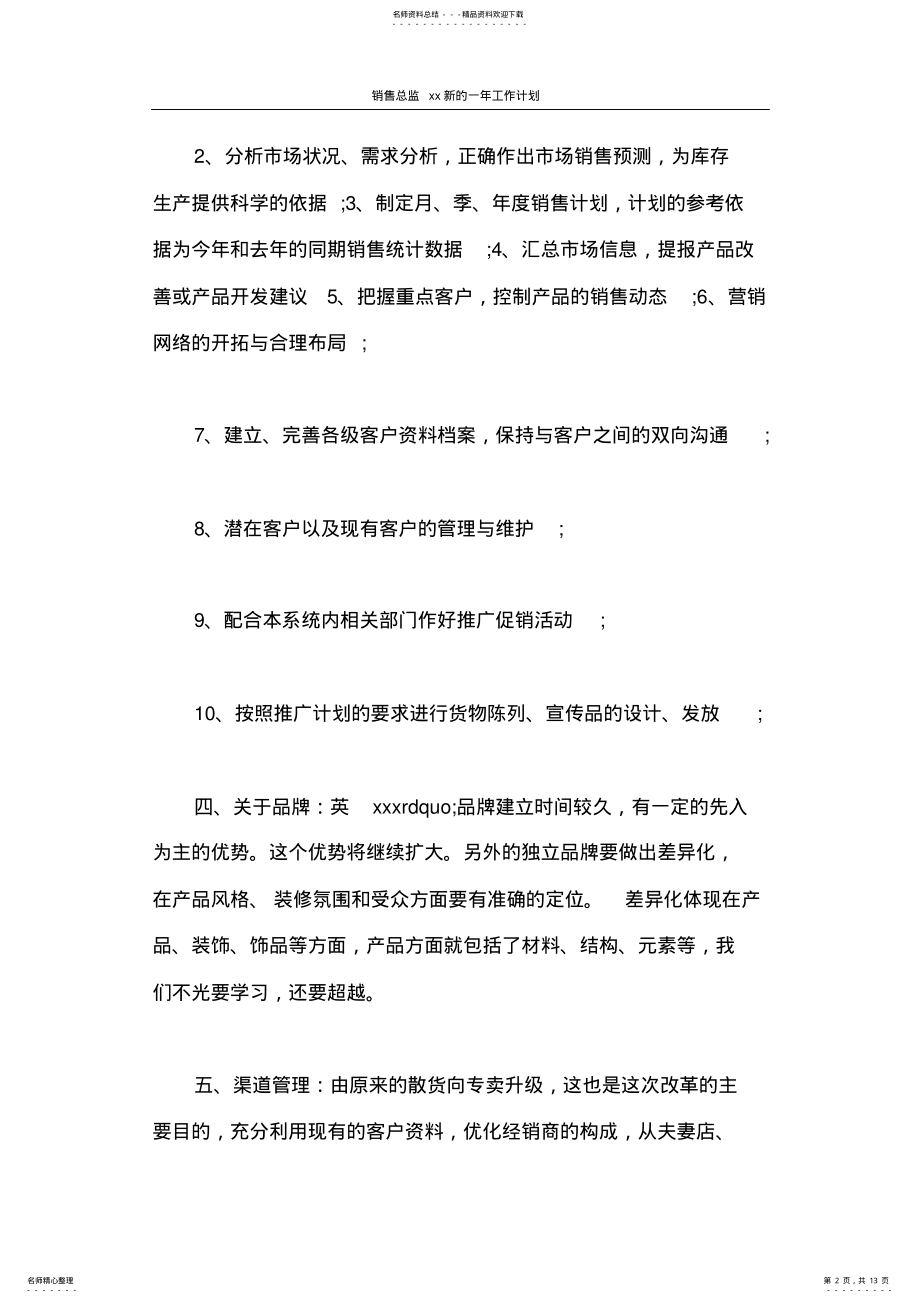 2022年2022年工作计划销售总监新的一年工作计划 .pdf_第2页