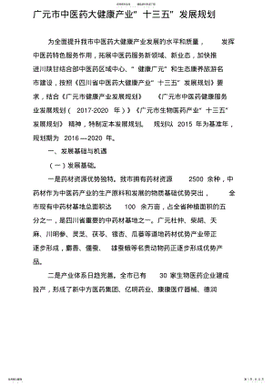 2022年2022年广元中医药大健康产业十三五发展规划 .pdf