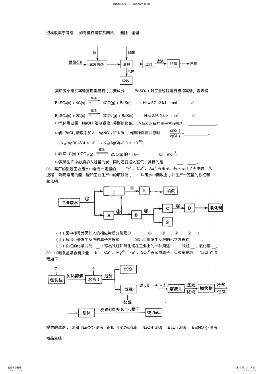 2022年2022年化学工艺流程题汇总 .pdf_第2页