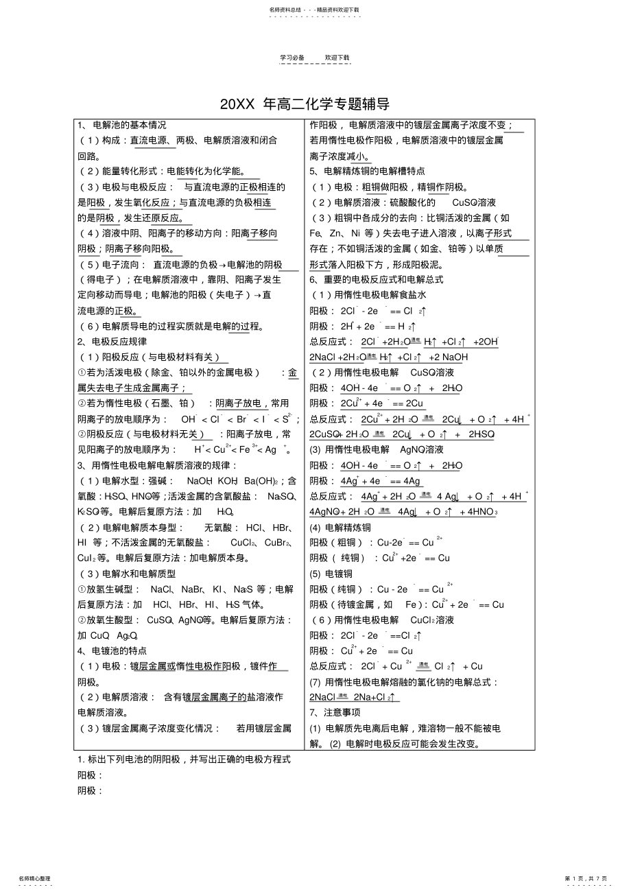 2022年2022年化学反应原理—电解—重要基础知识总结 .pdf_第1页