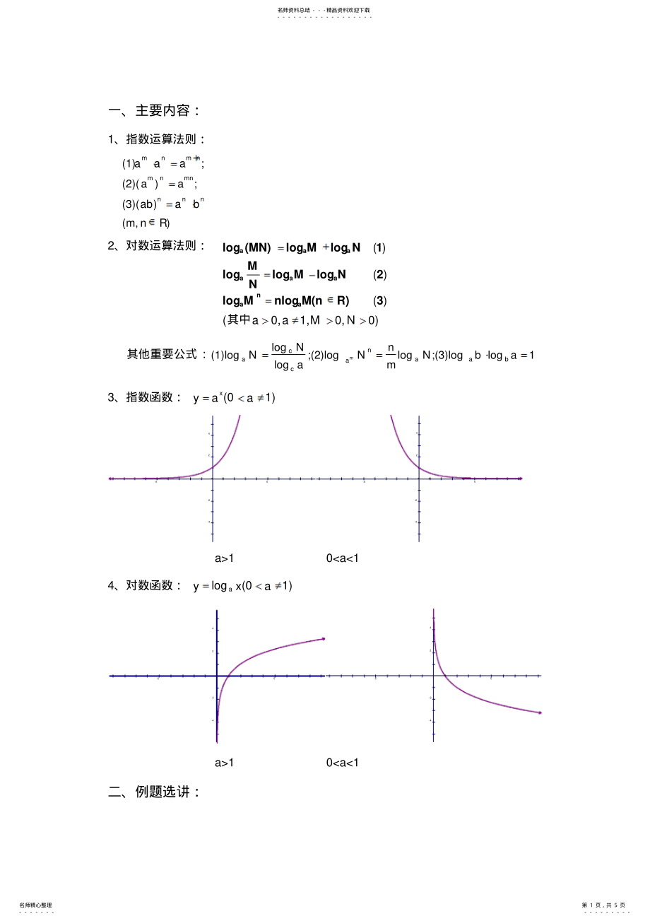 2022年指数与对数、指数函数与对数函数整理 .pdf_第1页