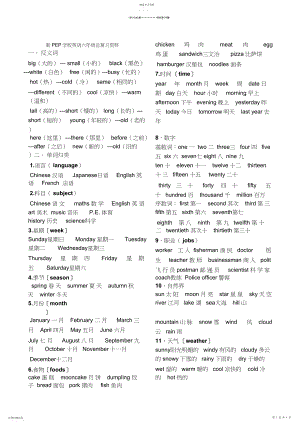 2022年新PEP小学英语六年级总复习资料.docx