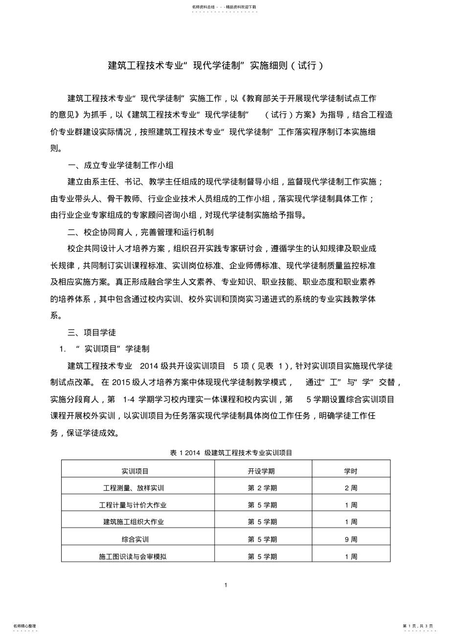 2022年2022年建筑工程技术专业“现代学徒制”实施细则 .pdf_第1页