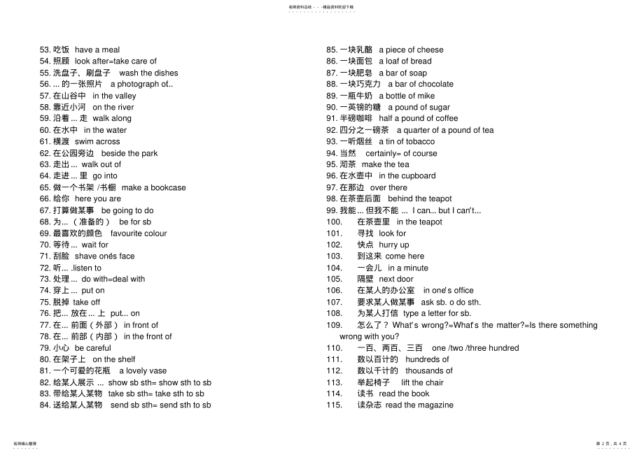 2022年新概念英语一册L--短语总结- .pdf_第2页