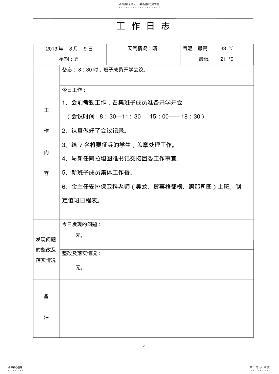 2022年2022年工作日志表格 .pdf_第2页