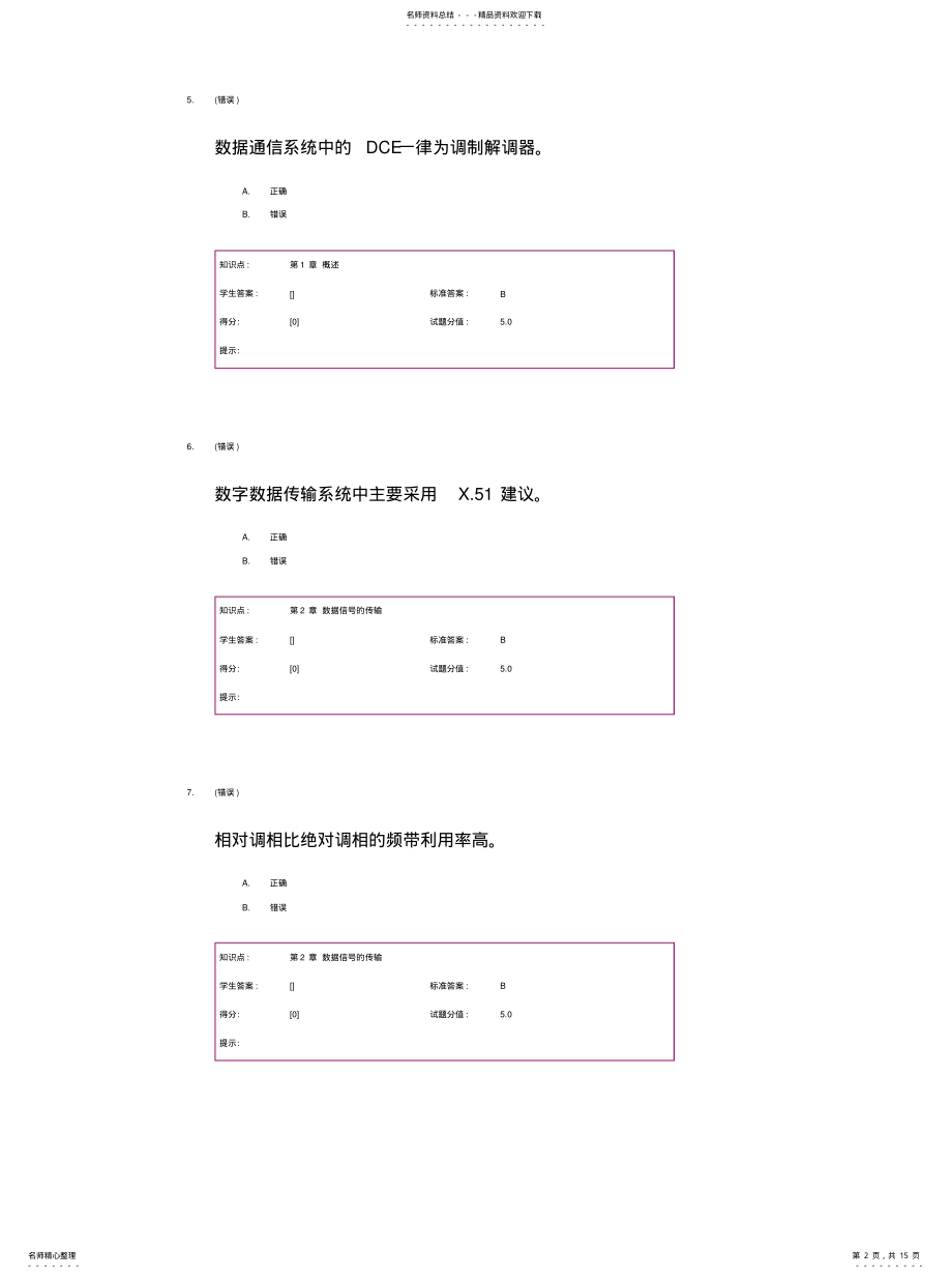 2022年数据通信阶段作业推荐 .pdf_第2页