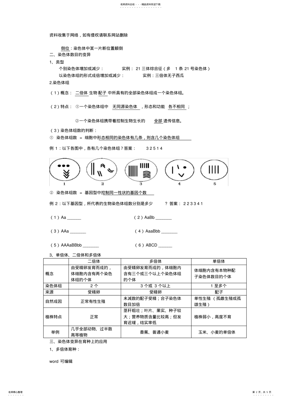 2022年打印高中生物必修二第五章知识点总结学习资料 .pdf_第2页