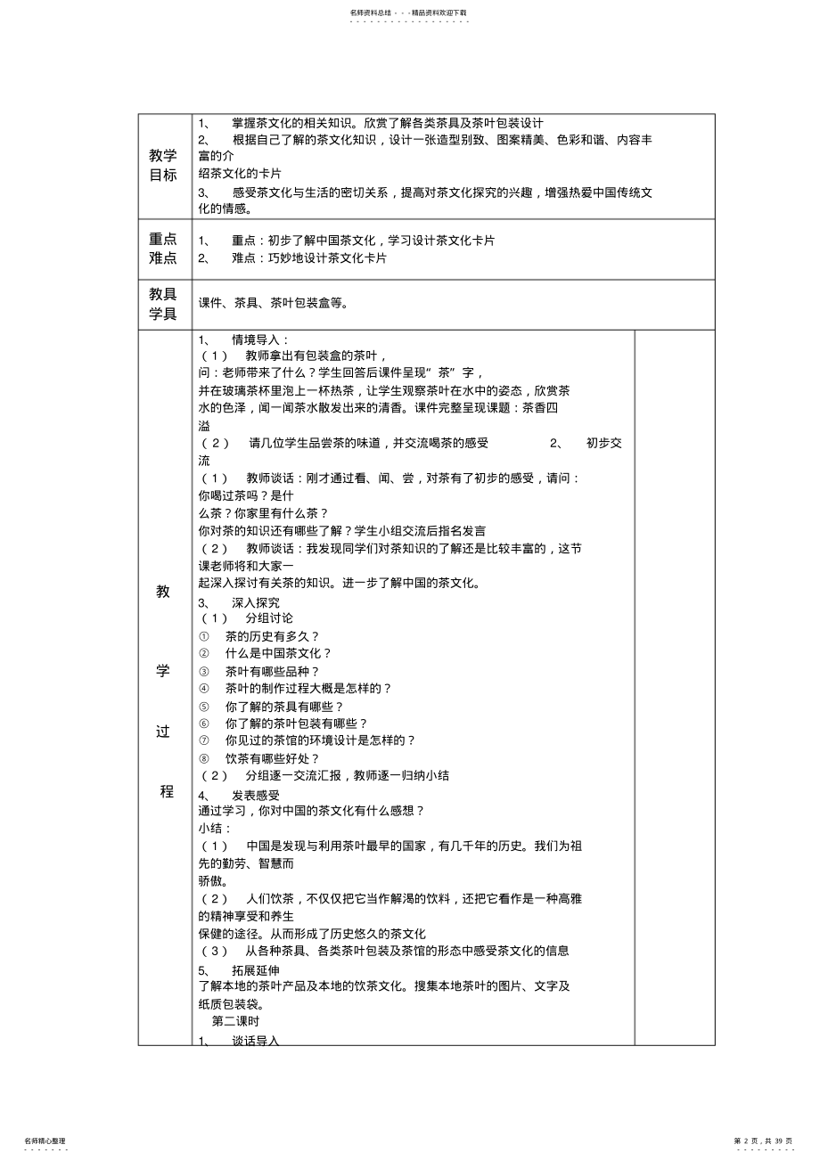 2022年新版浙美版四年级下册美术全册教案 .pdf_第2页