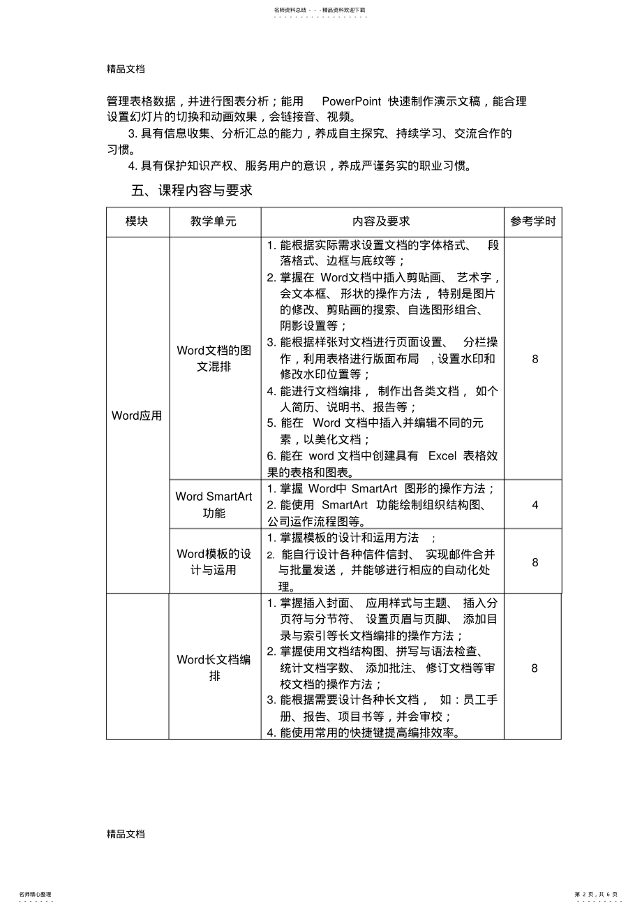 2022年最新《office高级应用》课程标准资料 .pdf_第2页