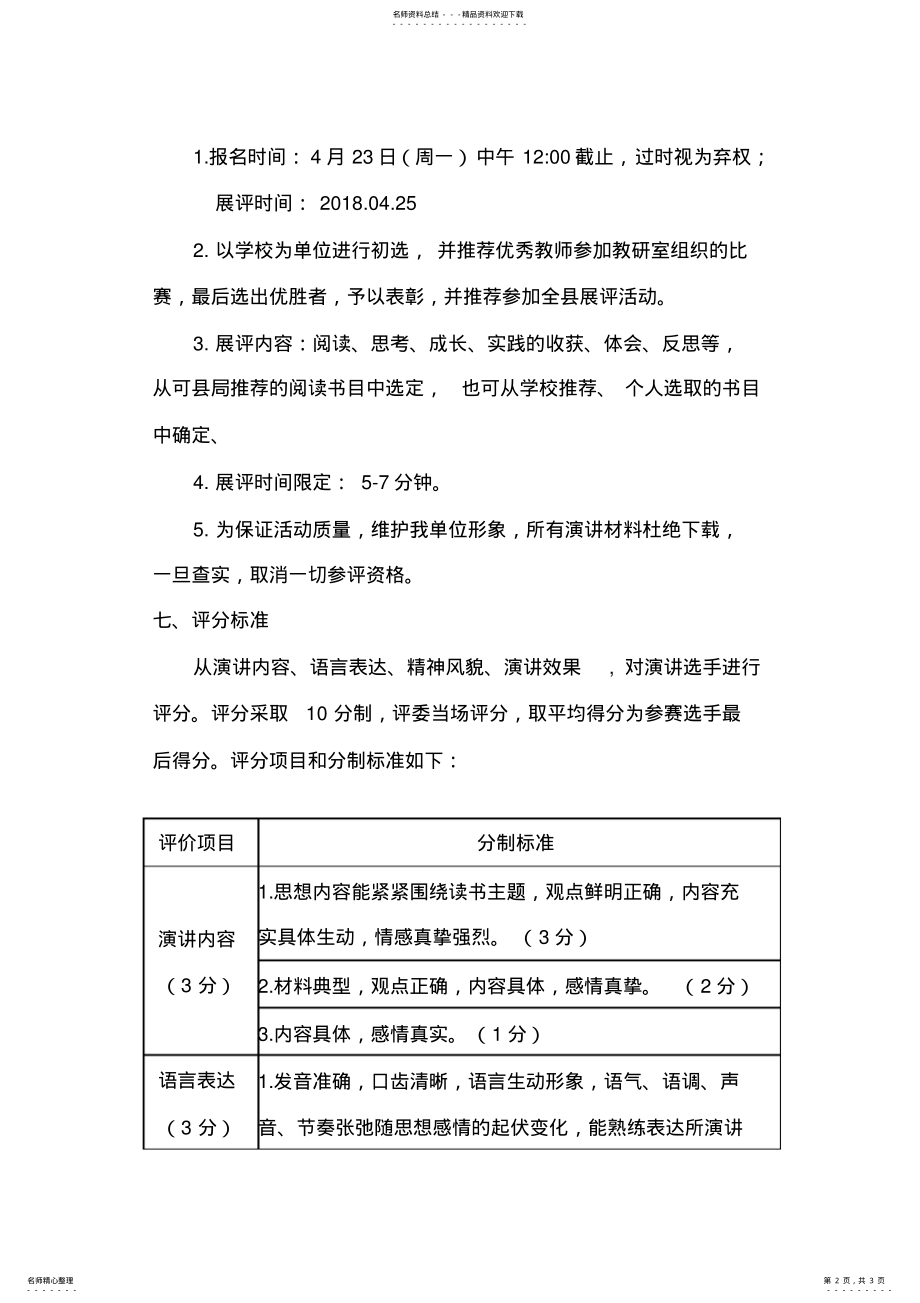 2022年2022年教师读书演讲比赛活动方案 .pdf_第2页