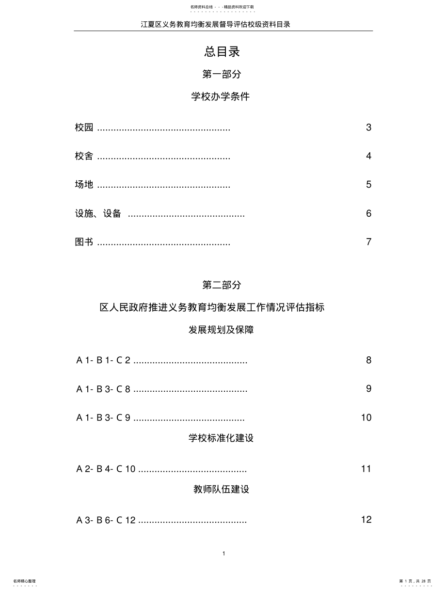 2022年2022年江夏区义务教育均衡发展督导评估学校资料目录.. .pdf_第1页