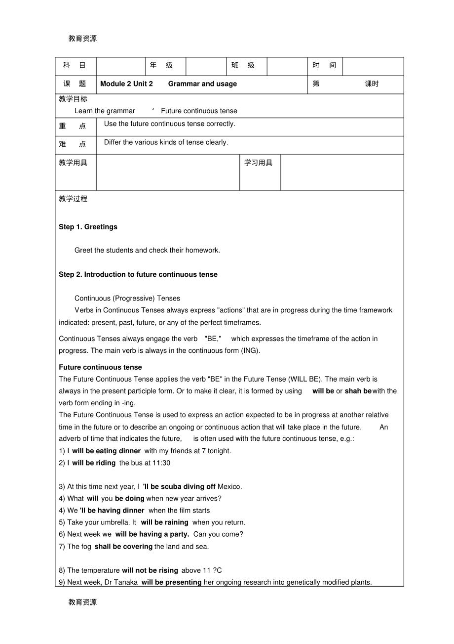 【教育资料】湖南省湘潭县第一中学高二英语译林牛津版必修二：Unit2Grammarandusage(1)教学设计学习.pdf_第1页