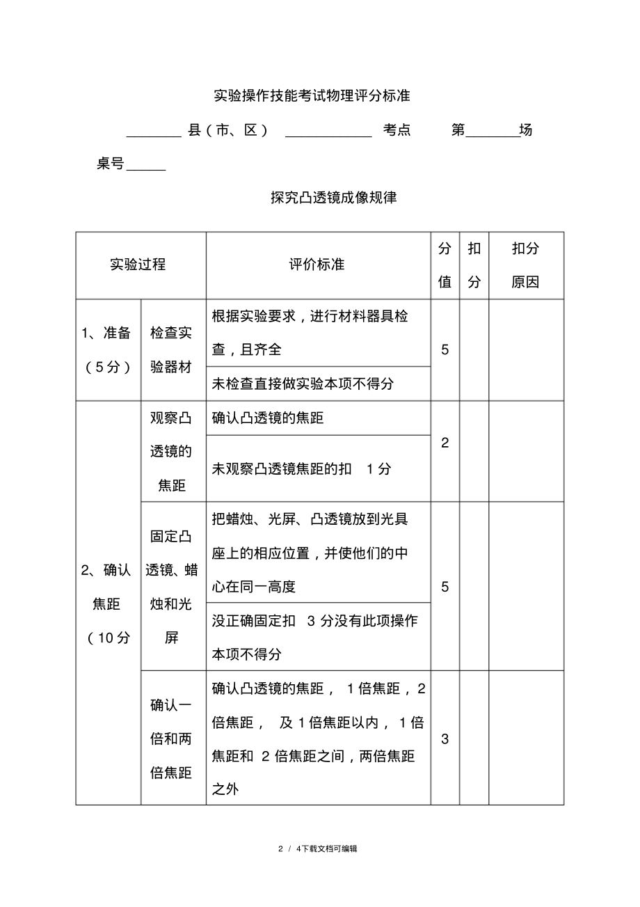 初中物理凸透镜成像规律实验考试详细步骤.pdf_第2页