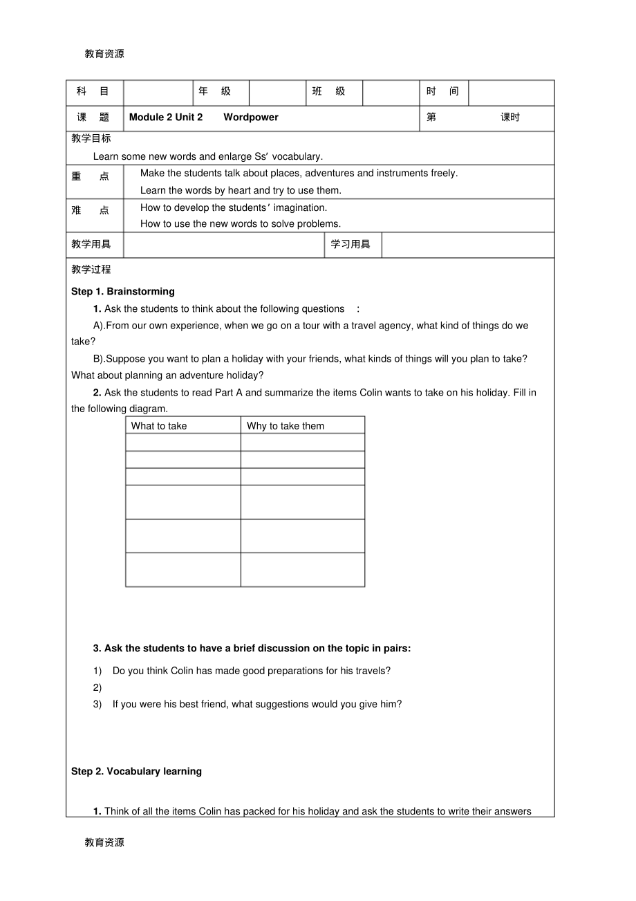 【教育资料】湖南省湘潭县第一中学高二英语译林牛津版必修二：Unit2Wordpower教学设计学习专用.pdf_第1页