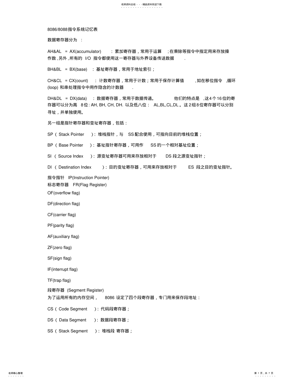 2022年2022年汇编语言指令集合-吐血整理 .pdf_第1页