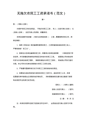 无拖欠农民工工资承诺书(范文).pdf