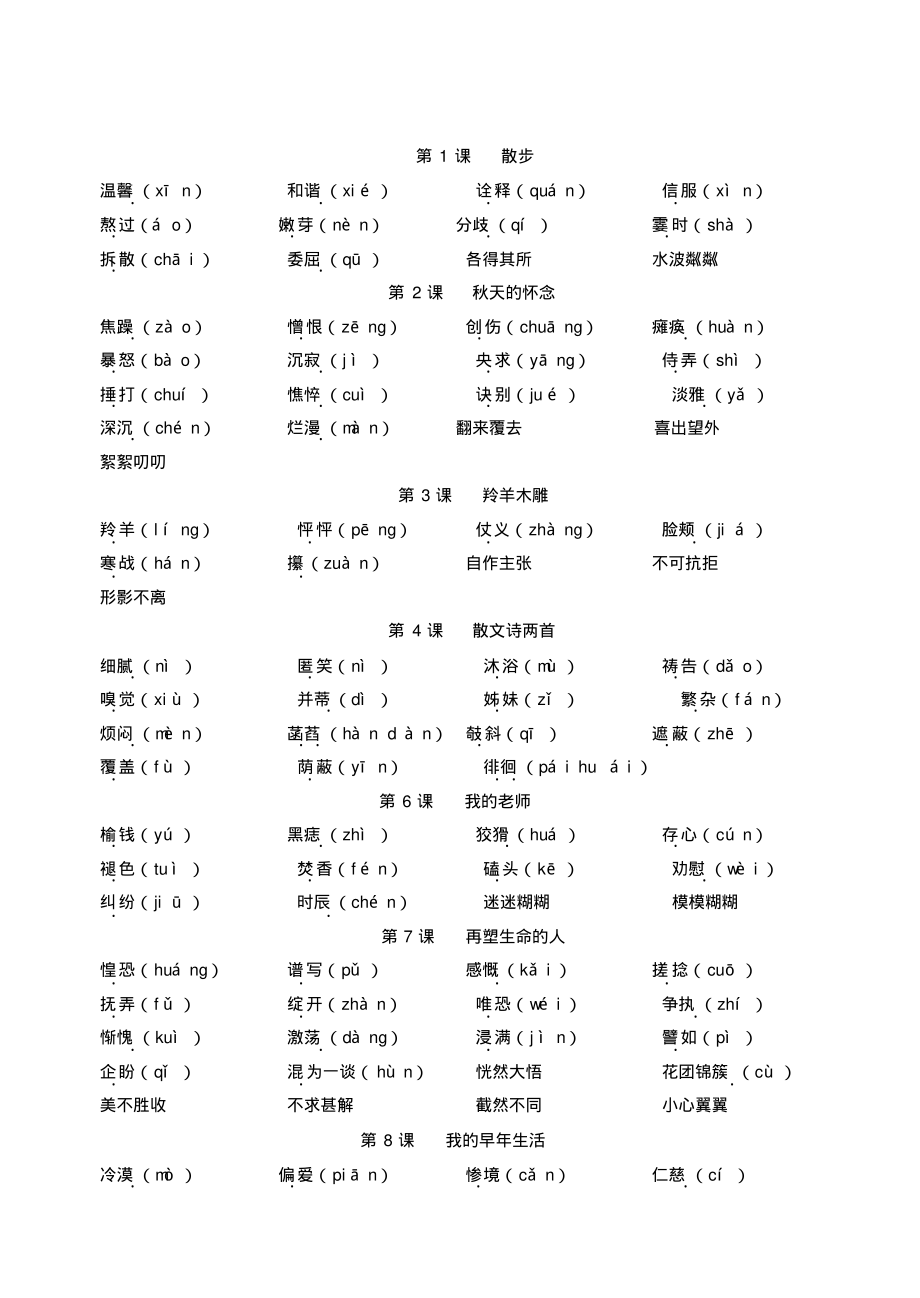 人教版初中语文全册字词.pdf_第1页