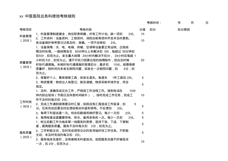 xx中医医院总务科绩效考核细则..pdf_第1页