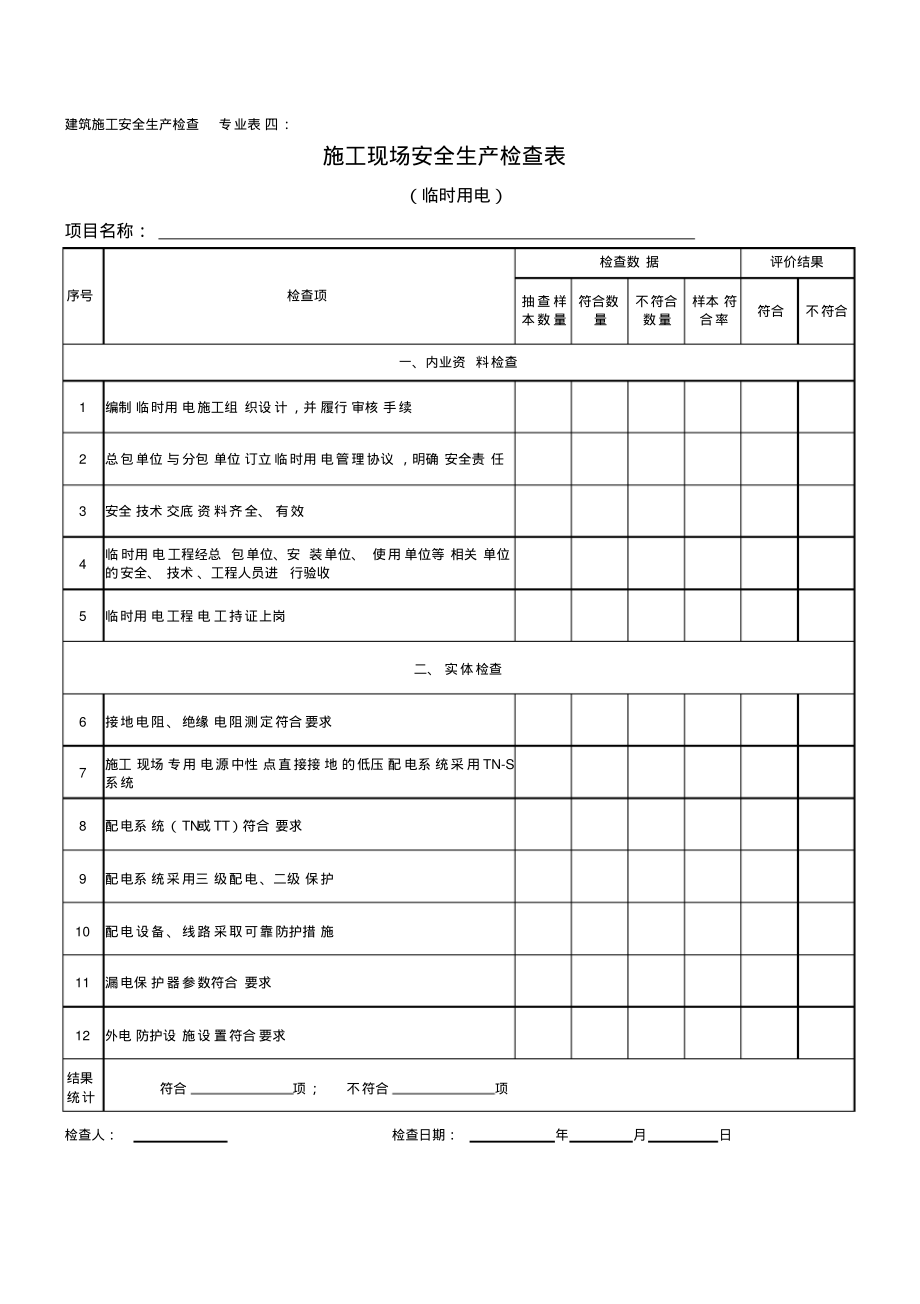 建筑施工安全生产检查表(临时用电).pdf_第1页