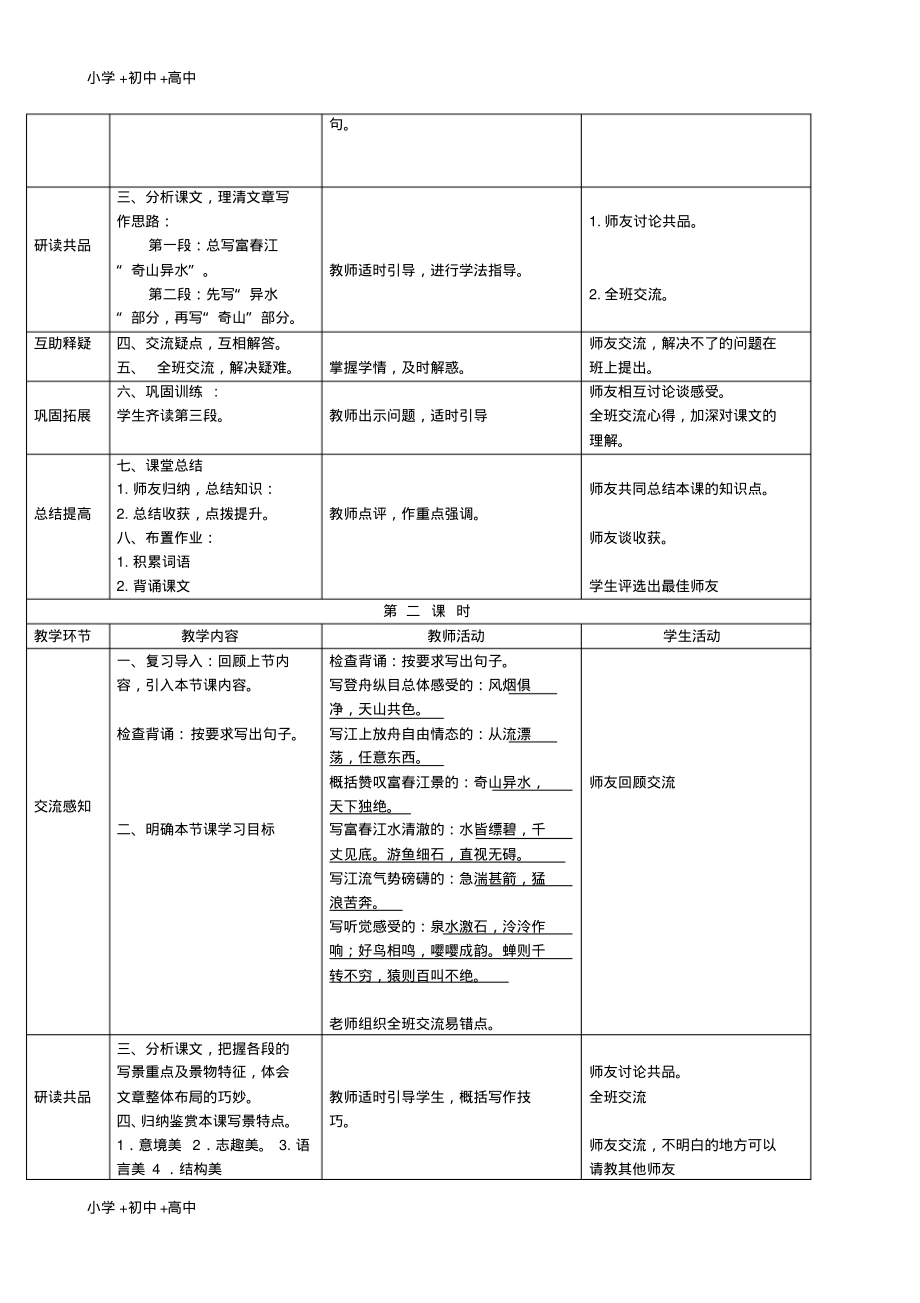 八年级语文上册第三单元第11课与朱元思书教案新人教版.pdf_第2页