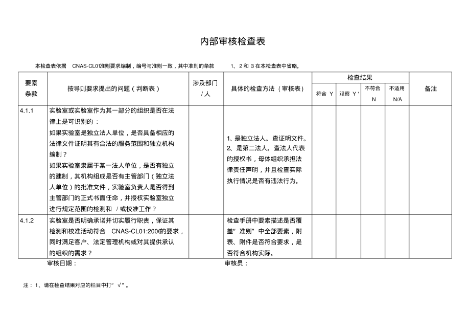 实验室CMA计量认证内审检查表.pdf_第1页