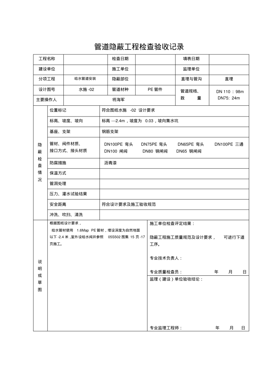 管道隐蔽工程检查验收记录.pdf_第2页