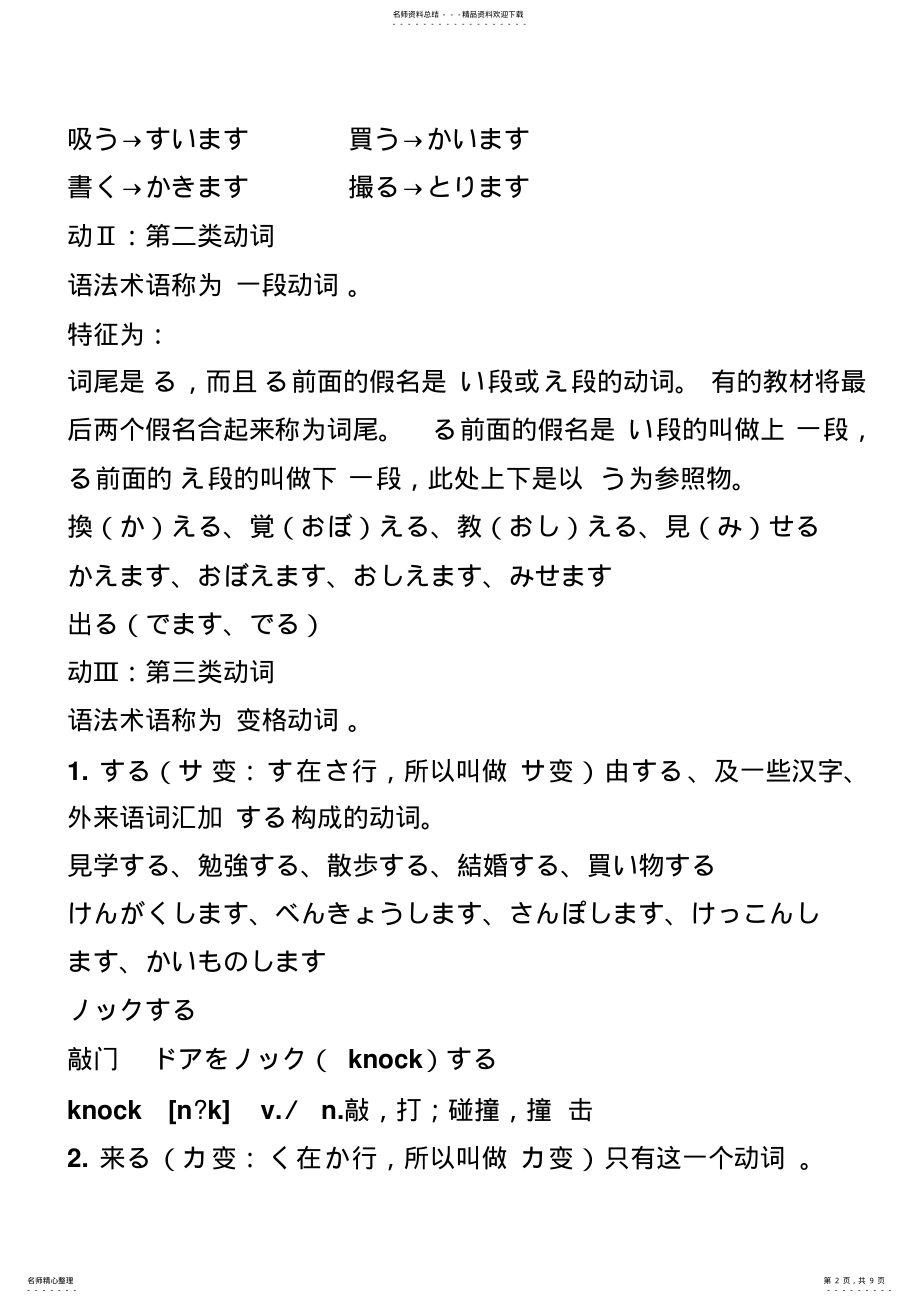 2022年日语动词的变化规律 .pdf_第2页