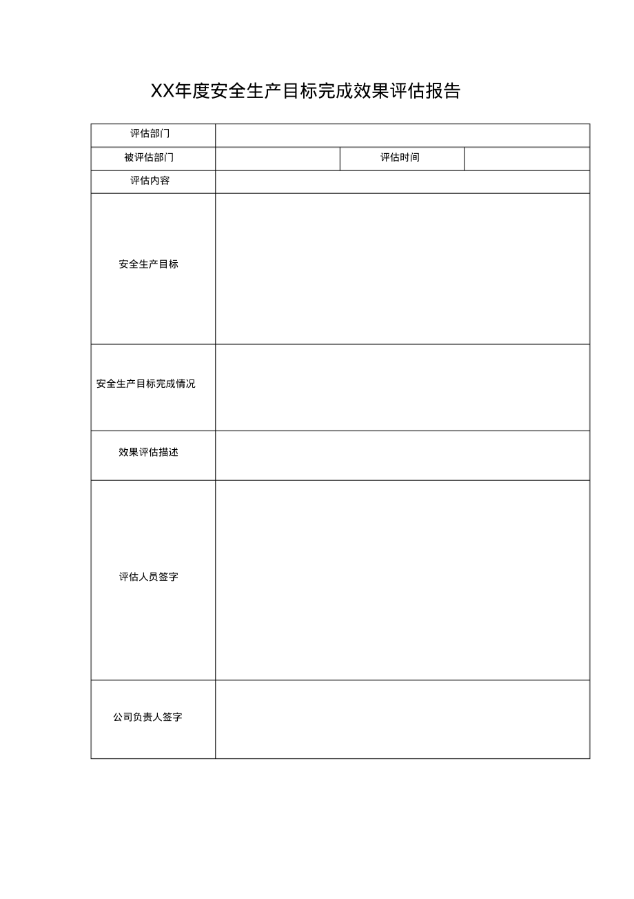 XX年度安全生产目标完成效果评估报告.pdf_第1页