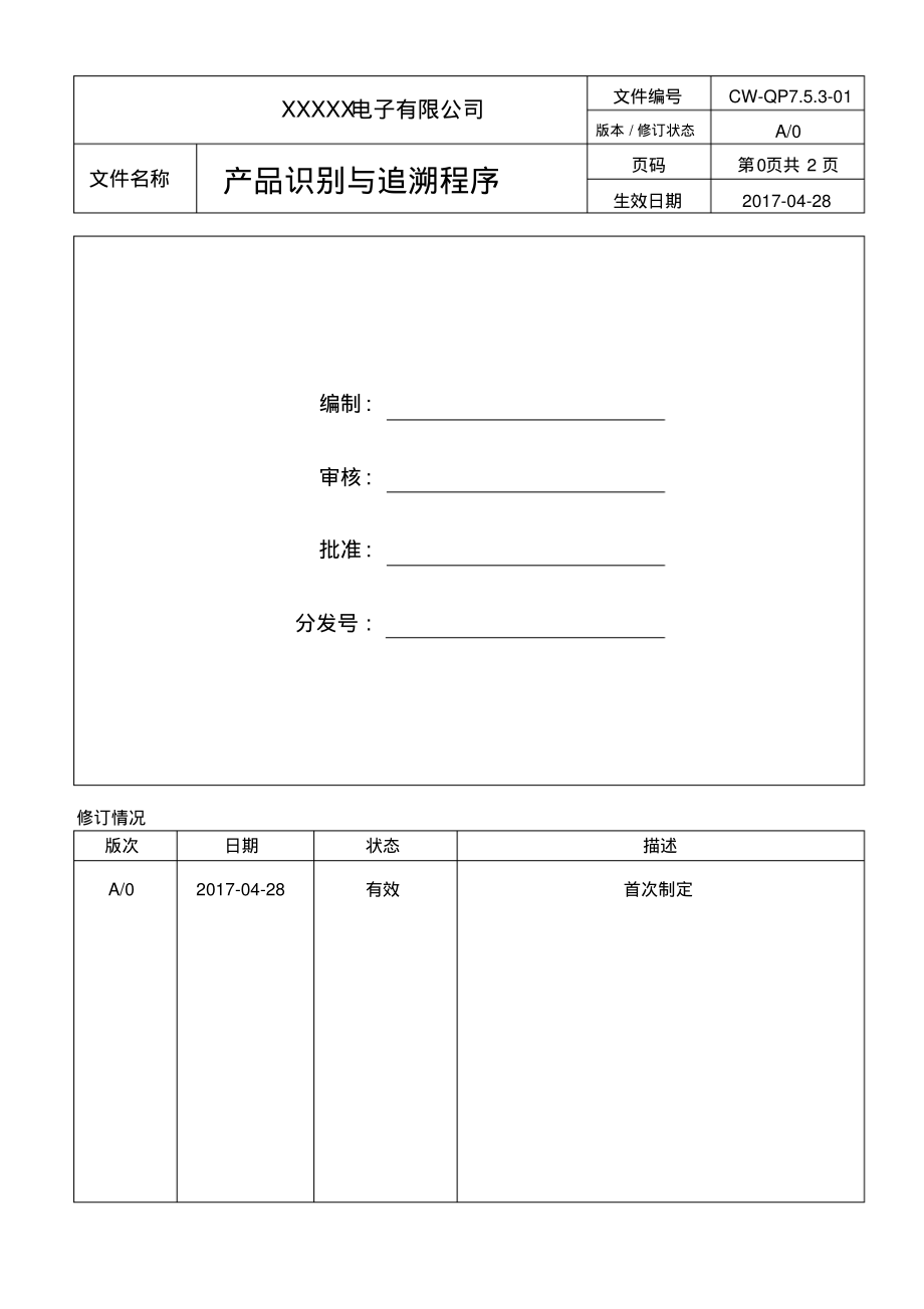 ISO9001：2015产品识别与追溯程序.pdf_第1页