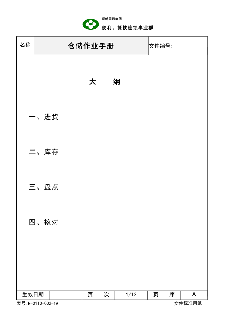 西式快餐餐厅开店餐饮员工培训资料手册 德士克 SOC仓储作业手册P12.doc_第1页