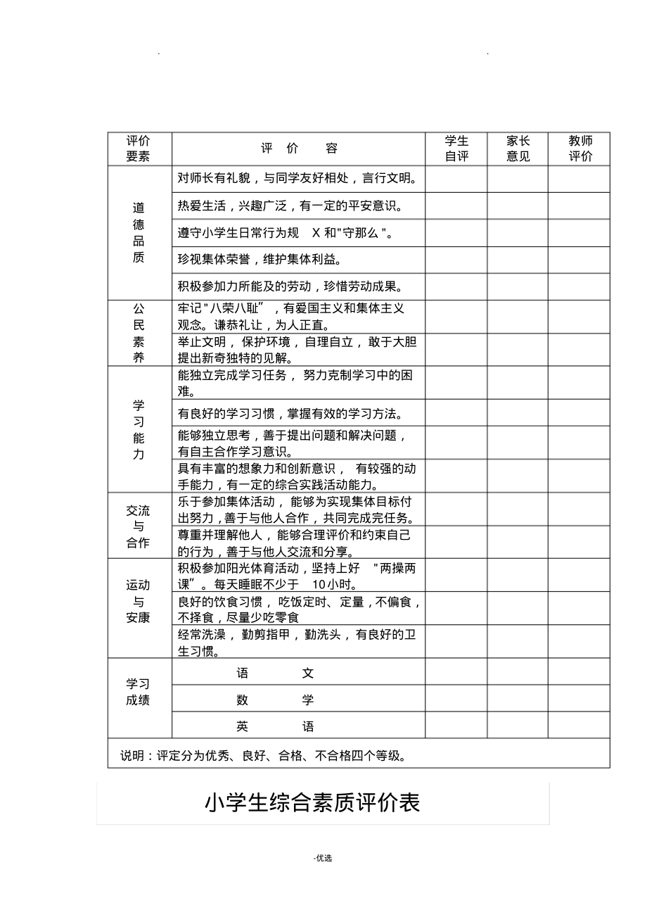 小学生综合素质评价表).pdf_第1页